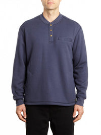 Thermal Henley Shirt Bonded to Faux Sherpa Lining