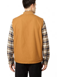Canvas Zip Front Vest with Faux Sherpa Lining