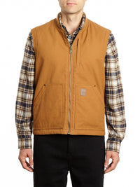 Canvas Zip Front Vest with Faux Sherpa Lining
