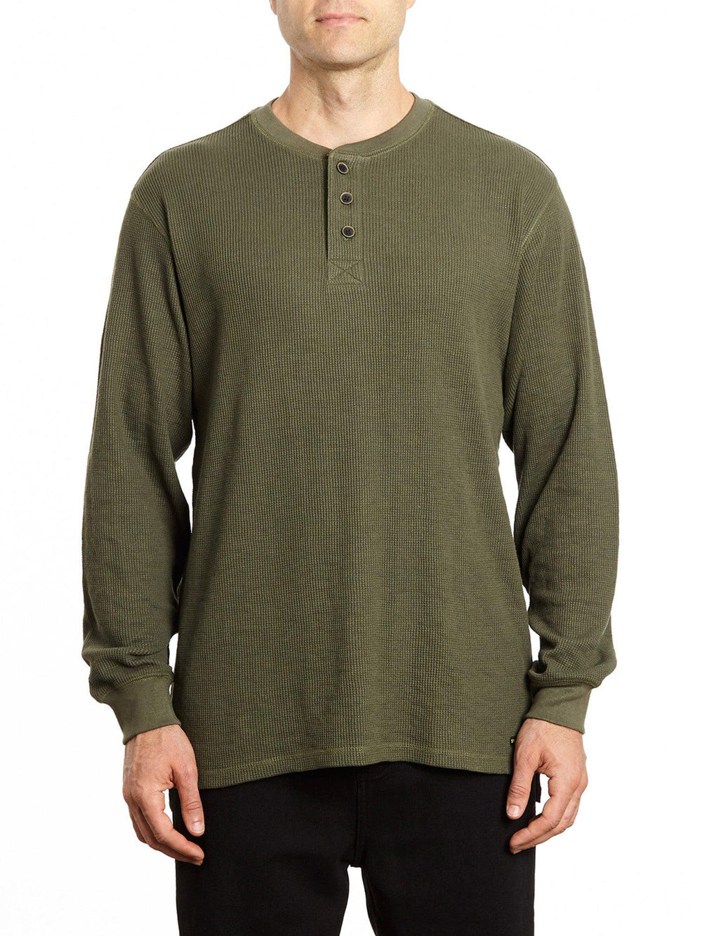 Men's Premium Thermal Henley Long Sleeve T-Shirt - Crew Neck Three-Button Placket Winter Shirt