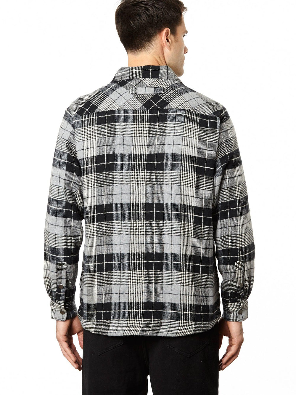 Snap Front Fleece Lined Flannel Shirt Jacket