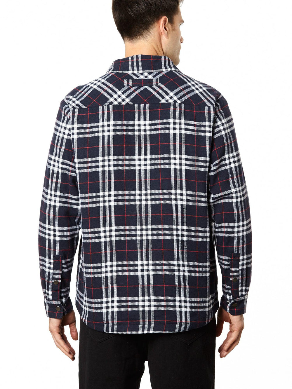 Snap Front Fleece Lined Flannel Shirt Jacket